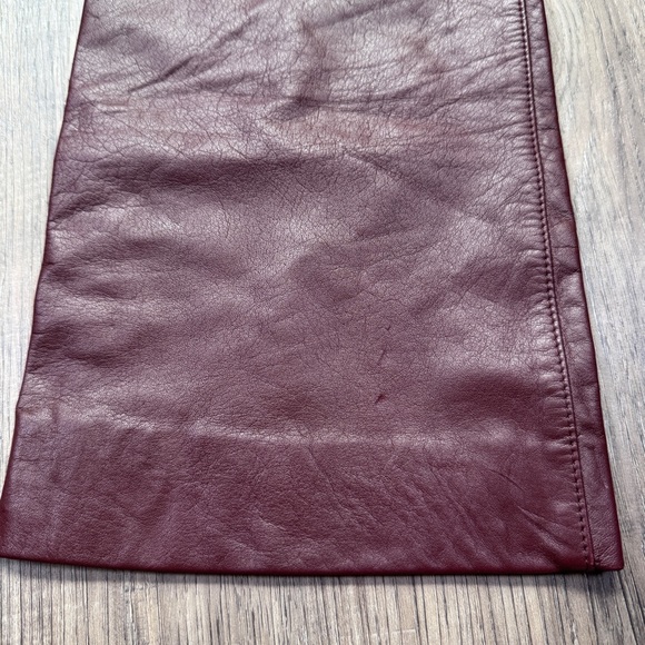 Laundry By Shelli Segal Burgundy Vintage Leather Flare Bootcut Pants - Size 4 - Picture 5 of 13